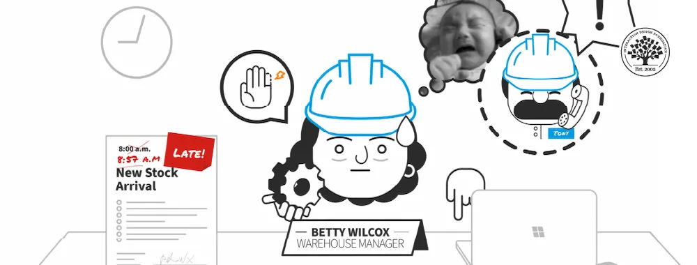 Illustration showing a persona with various aspects of her world.